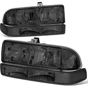 DNA MOTORING HL-OH-S10984P-BK-CL1 Black Housing Clear Corner Headlights Replacement For 98-04 Blazer S10