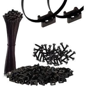 GTSE 8 Inch White Zip Ties, Saddle Mounts and Self Tapping Screws Set, 100 Pack Cable Ties, 50lb Strength, UV Resistant Strong Self-Locking Tie Wraps