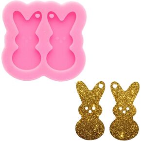 Shiny Glossy Lovely Rabbit Shape Mini Earrings Mold Tiny Resin Silicone Keychain Mold for DIY Epoxy Resin Jewellery Making Craft