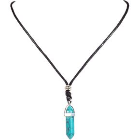 BlueRica Turquoise Howlite Pendant on Adjustable Sliding Knot Necklace