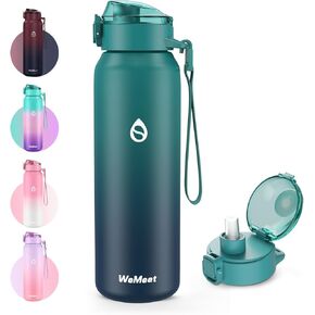 32oz Water Bottle with Removable Straw and Spout Lid Two Ways to Drink, 18/10 Stainless Steel Insulated Water Bottle, BPA-Free, Leak Proof, Double wall, for Sports, Gym