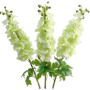 3 Pcs Dark Blue Delphinium Artificial Flower Latex 31.5'' Long Stem Fake Larkspur Real Touch Lifelike Big Silk Delphinium Flower for Home Decor Wedding Flora Table Centerpiece