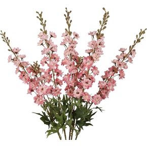 IPOPU White Flowers Artificial Delphinium for Decoration 9PCS White Delphinium Artificial Flowers with Clematis Greenery White Silk Flowers for Wedding Centerpieces for Home Table Party Decor (White)