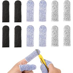 Cut Resistant Finger Cots, 12 Pack Reusable Finger Sleeve Protectors Finger Guards for Cutting Food, Anti-Slip Finger Covers Protection for Finger Tips, Finger Protectors for Crocheting Sewing