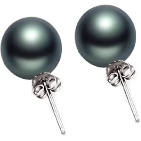 Black pearl earrings for women,sterling silver stud earrings