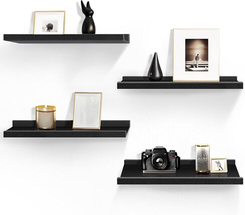 LaVie Home 16-Inch White Floating Shelves for Wall Storage Set of 4 - Modern Minimalist Picture Ledge Shelf Wall Decor for Kitchen, Bedroom, Bathroom, and Living Room in Saudi Arabia