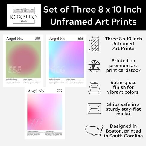 Roxbury Row Aura Poster Aesthetic, Angel Number Poster, Angel Wall Decor, Gradient Painting, Spiritual Posters, Posters & Prints (Set of 3 8x10 Unframed Prints, 2-4-8: Alignment, Protection, Balance) in Saudi Arabia