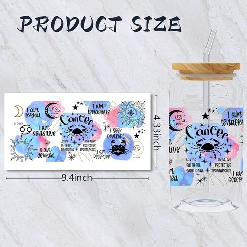 UV DTF Cup Wrap Transfer Stickers for Glass 12 Sheets UV DTF Cup Wraps for 16 OZ，for Crafting Cup Decal Stickers Glass Cups Furniture Craft Wood DIY Crafts (Twelve Constellations) in Saudi Arabia