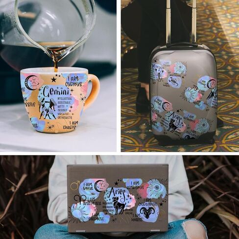 UV DTF Cup Wrap Transfer Stickers for Glass 12 Sheets UV DTF Cup Wraps for 16 OZ，for Crafting Cup Decal Stickers Glass Cups Furniture Craft Wood DIY Crafts (Twelve Constellations) in Saudi Arabia