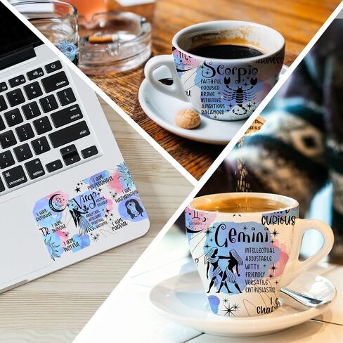 UV DTF Cup Wrap Transfer Stickers for Glass 12 Sheets UV DTF Cup Wraps for 16 OZ，for Crafting Cup Decal Stickers Glass Cups Furniture Craft Wood DIY Crafts (Twelve Constellations) in Saudi Arabia