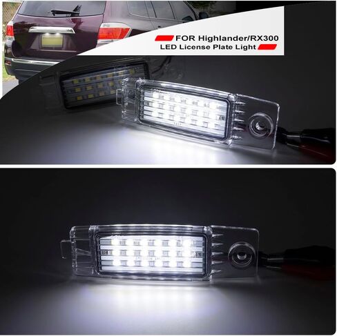 NSLUMO Led License Plate Light for 2008-2013 To'yota Highlander 1999-2003 Lex'us RX300 6500K Xenon White Number Plate Light 18-SMD Rear Led Tag Lamp Assembly Replacement Error Free in Saudi Arabia