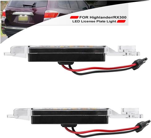 NSLUMO Led License Plate Light for 2008-2013 To'yota Highlander 1999-2003 Lex'us RX300 6500K Xenon White Number Plate Light 18-SMD Rear Led Tag Lamp Assembly Replacement Error Free in Saudi Arabia