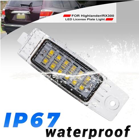NSLUMO Led License Plate Light for 2008-2013 To'yota Highlander 1999-2003 Lex'us RX300 6500K Xenon White Number Plate Light 18-SMD Rear Led Tag Lamp Assembly Replacement Error Free in Saudi Arabia