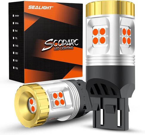 مصباح SEALIGHT 7443 LED لأضواء الفرامل، 1200% فائق السطوع 7440 7441 7444 T20 W21W مصباح LED أحمر لاستبدال لمبة إيقاف الذيل (قطعتان) in Saudi Arabia