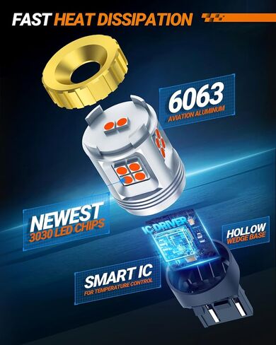 مصباح SEALIGHT 7443 LED لأضواء الفرامل، 1200% فائق السطوع 7440 7441 7444 T20 W21W مصباح LED أحمر لاستبدال لمبة إيقاف الذيل (قطعتان) in Saudi Arabia