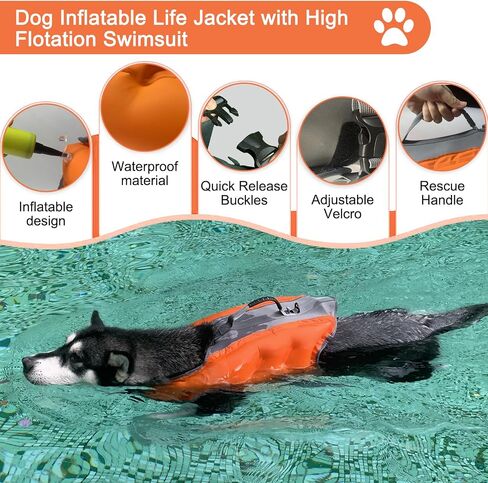 Dog Life Jacket,Dog Inflatable Life Jacket,Adjustable Floating Vest,High Flotation Life Jacket,Dog Floating Vest for Swimming Boating (Pink, Small) in Saudi Arabia