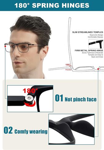 Mens Reading Glasses Stylish Readers Large Lightweight Reader 1.0 1.25 1.5 1.75 2.0 2.25 2.5 2.75 3.0 3.5 4.0 in Saudi Arabia