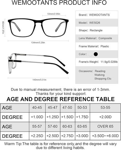 Mens Reading Glasses Stylish Readers Large Lightweight Reader 1.0 1.25 1.5 1.75 2.0 2.25 2.5 2.75 3.0 3.5 4.0 in Saudi Arabia
