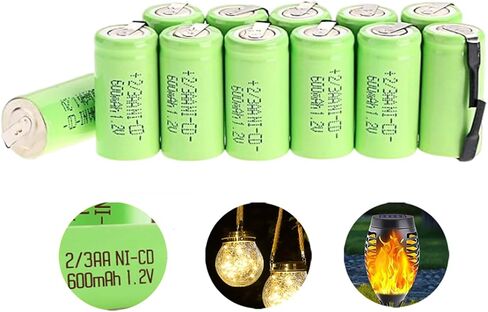 AA Ni-Cd 1.2V 2/3AA 600mAh Rechargeable Battery - 12pcs yellow in Saudi Arabia