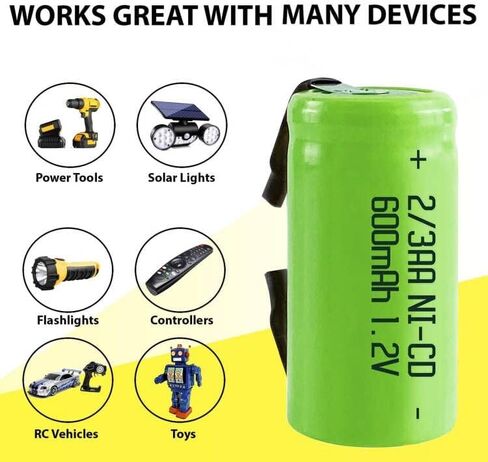 AA Ni-Cd 1.2V 2/3AA 600mAh Rechargeable Battery - 12pcs yellow in Saudi Arabia