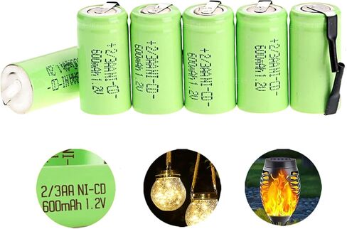 AA Ni-Cd 1.2V 2/3AA 600mAh Rechargeable Battery - 12pcs yellow in Saudi Arabia