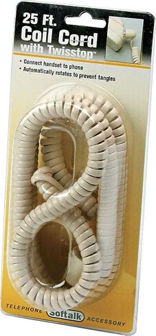 Softalk Twisstop Phone Coil Cord Detangler for Landline Desk Phones, 25 ft Coil Phone Cord Included, Anti-Twist 360 Degree Rotating Phone Attachment for Handsets, Ash,3215 in Saudi Arabia
