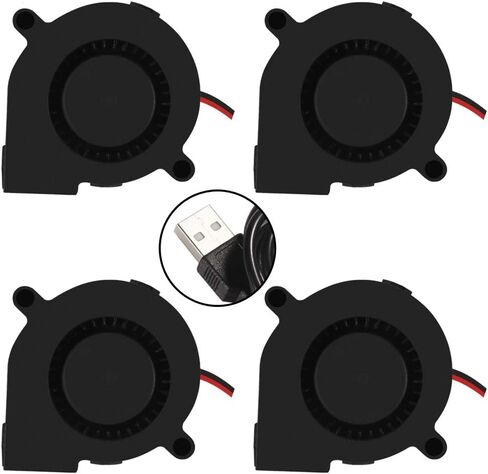 UMLIFE 4PCS 50mm 5015 Blower Fan 12V Fans Blower Turbine Turbo Dual Ball Bearing, 1000mm/39in Cable Brushless Cooling 50mmx15mm 2PIN for 3D Printer Hotend Extruder in Kuwait