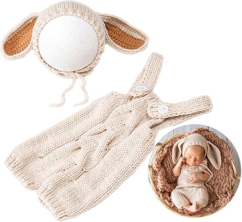 Zeroest Newborn Photography Props Baby Easter Bunny Outfits | New Born Boys Girls First Picture Crochet Knitted Set, Infant Photo Photoshoot in Saudi Arabia