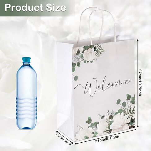 Chinco 48 Pieces Welcome Bags White Wedding Gift Bags for Hotel Guests Black Letters Wedding Bags with Handles Paper Welcome Gift Bags Party Favors Bags for Wedding Birthday Party Supplies in Saudi Arabia