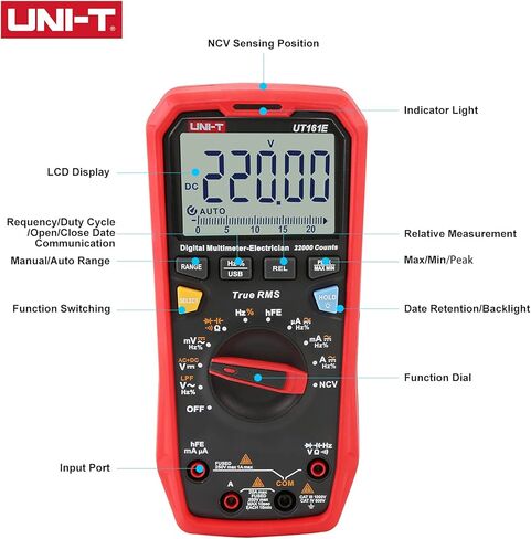 جهاز قياس متعدد رقمي UT161E 1000 فولت 22000 عدد عالي الدقة صحيح RMS C/DC اختبار السعة المقاومة للجهد الحالي، جهد NCV in Kuwait