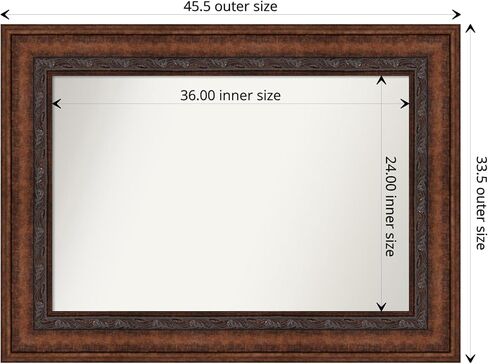 Amanti Art Bathroom Mirror, Accent Bronze Wall Mirror for use as Bathroom Vanity Mirror Over Sink (29 x 23 in.) Non-Beveled Mirror, Bronze Mirror, Traditional Mirror from WI, USA in Saudi Arabia