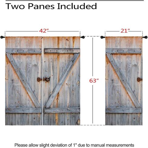 Old Antique Door Blackout Curtains for Girls Boy Home Decor, Wooden Rustic Barn Farm House Door Grommet Thermal Insulated Drapes Darkening Window Curtain for Bedroom Living Room, 42 x 63 Inch in Saudi Arabia