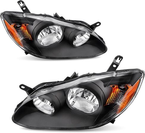 oEdRo Headlight Assembly Compatible with 2003 2004 2005 2006 2007 2008 Corolla Headlamp with Clear Reflector Clear Lens Chrome Housing in Saudi Arabia