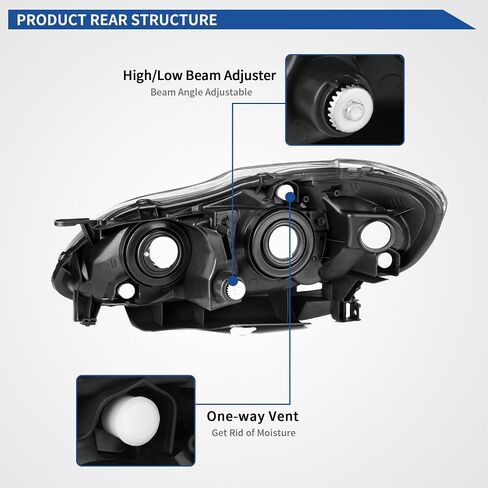 oEdRo Headlight Assembly Compatible with 2003 2004 2005 2006 2007 2008 Corolla Headlamp with Clear Reflector Clear Lens Chrome Housing in Saudi Arabia
