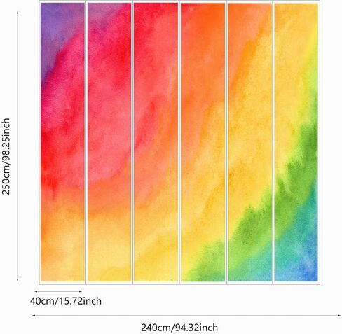 Colorful Vigor Rainbow Wall Sticker Peel and Stick, Leather Effect Textured Vinyl Rainbow Wall Art Decor, Pastel Rainbow Wall Mural Sticker for Girls Bedroom Kids Room Playroom Nursery Room in Kuwait