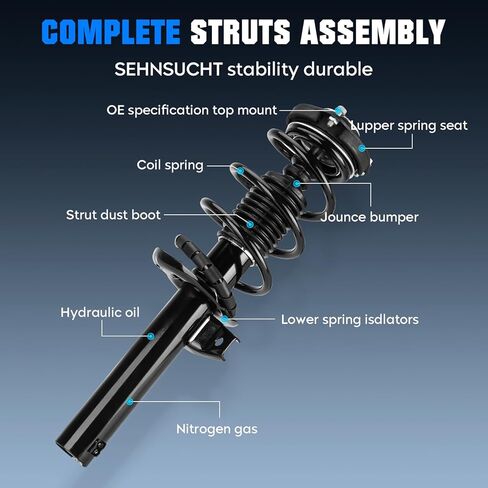 Complete Front and Rear Strut Shock Absorber Fit for AUDI A3/A3 Quattro 2006-2013, for Golf 2010-2014, for Jetta 2005-2010, for Passat/Rabbit, for CC 2009-2017, Replace for 172311, 5611 in Saudi Arabia