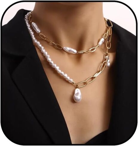 اللؤلؤ شل قلادة الباروك اللؤلؤ المختنق قلادة للنساء الطبيعية شل قلادة بوهو غير النظامية اللؤلؤ قلادة اليدوية صدف الترقوة قلادة الصيف الشاطئ المجوهرات in Kuwait