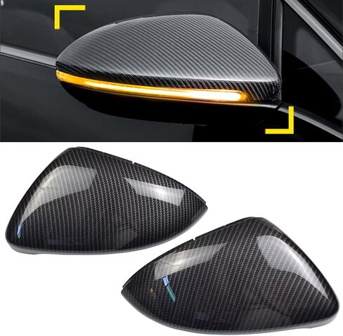 1 Pair Black Rearview Mirror Cover Left Right Side Mirror Covers Caps for VW Golf MK7 7.5 GTI 7 Golf 7 R (Black) in Saudi Arabia