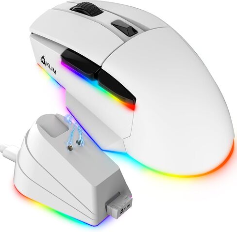 KLIM Blaze X RGB + New 2023 + Rechargeable Wireless Gaming Mouse with Charging Dock + Long-Lasting Battery + Up to 12000 DPI + Wired & Wireless Mouse PC, PS5, PS4, Mac + Black in Saudi Arabia