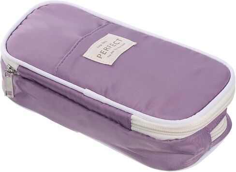 PATIKIL Pencil Case, Large Capacity Pencil Pouch Pen Bag Case Cosmetic Bag Stationery Organizer Portable for Office Home Style 4, Pink in Saudi Arabia