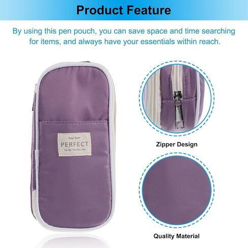 PATIKIL Pencil Case, Large Capacity Pencil Pouch Pen Bag Case Cosmetic Bag Stationery Organizer Portable for Office Home Style 4, Pink in Saudi Arabia