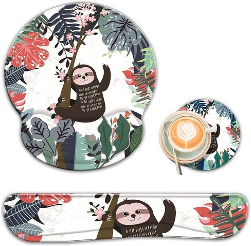 Keyboard Wrist Rest and Ergonomic Mouse Pad with Wrist Support Set,Non-Slip PU Base,Matching Cute Coaster and Multifunction Removable Elephant Pen Holder,Stay Positive Work Hard and Make It Happen in Saudi Arabia
