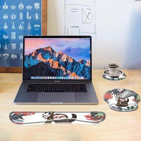 Keyboard Wrist Rest and Ergonomic Mouse Pad with Wrist Support Set,Non-Slip PU Base,Matching Cute Coaster and Multifunction Removable Elephant Pen Holder,Stay Positive Work Hard and Make It Happen in Saudi Arabia