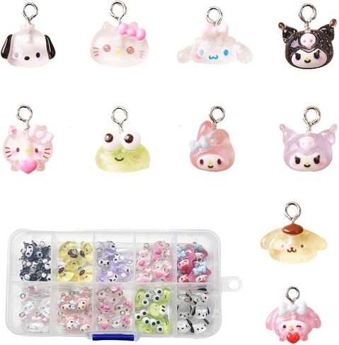 60PCS 3D Kawaii Cartoon Animal Charms Pendant Cute Charms DIY Pendants for Jewelry Making Necklace Earrings Keychains Bracelet, Mutiple Styles (C) in Saudi Arabia