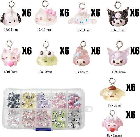60PCS 3D Kawaii Cartoon Animal Charms Pendant Cute Charms DIY Pendants for Jewelry Making Necklace Earrings Keychains Bracelet, Mutiple Styles (C) in Saudi Arabia