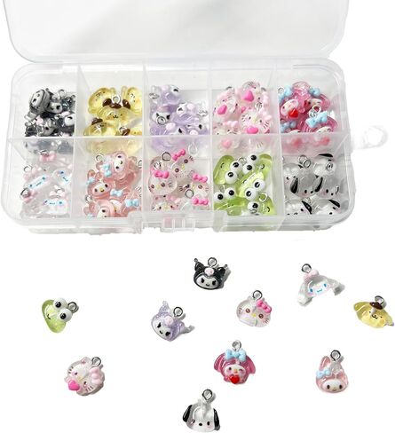 60PCS 3D Kawaii Cartoon Animal Charms Pendant Cute Charms DIY Pendants for Jewelry Making Necklace Earrings Keychains Bracelet, Mutiple Styles (C) in Saudi Arabia