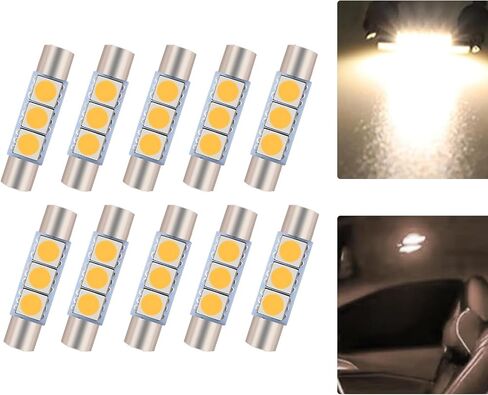 Pack-10 28MM LED Car Reading Light, Super Bright Vehicle Roof Light Replacement, Universal 180 Degree Automotive Makeup Light Accessories for Truck SUV Car (White Light) in Saudi Arabia