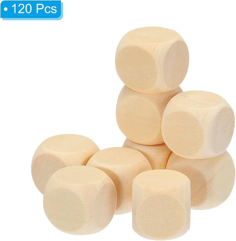 PATIKIL 16mm Wooden Blank Dice, 120Pcs Unfinished 6 Sides Cube Dice with Round Corner Square Wood Blocks for DIY Craft Projects in Saudi Arabia