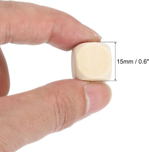 PATIKIL 16mm Wooden Blank Dice, 120Pcs Unfinished 6 Sides Cube Dice with Round Corner Square Wood Blocks for DIY Craft Projects in Saudi Arabia