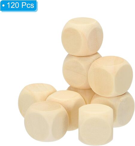 PATIKIL 16mm Wooden Blank Dice, 120Pcs Unfinished 6 Sides Cube Dice with Round Corner Square Wood Blocks for DIY Craft Projects in Saudi Arabia